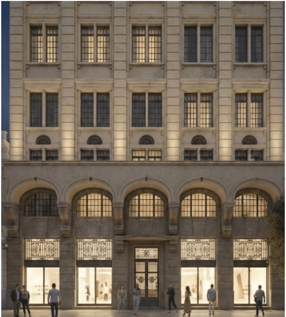 Projeção da fachada restaurada do edifício José Bonifácio, no centro histórico de São Paulo
